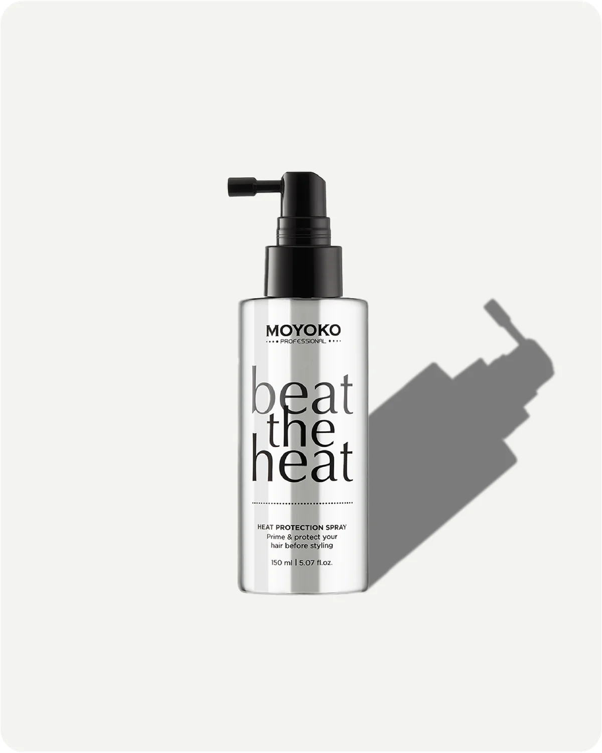 Moyoko heat protection spray bottle on a white background