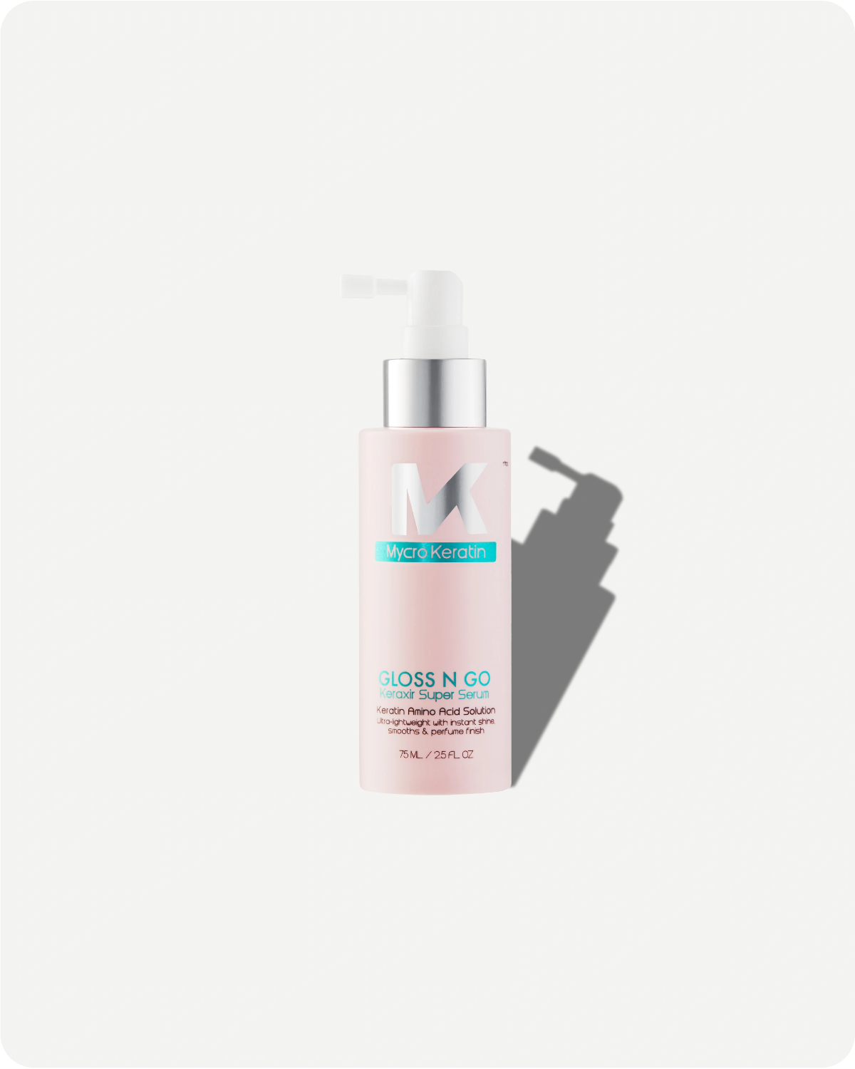 Pink bottle with silver cap on a white background