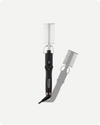 Hair styling tool with comb attachment on a white background