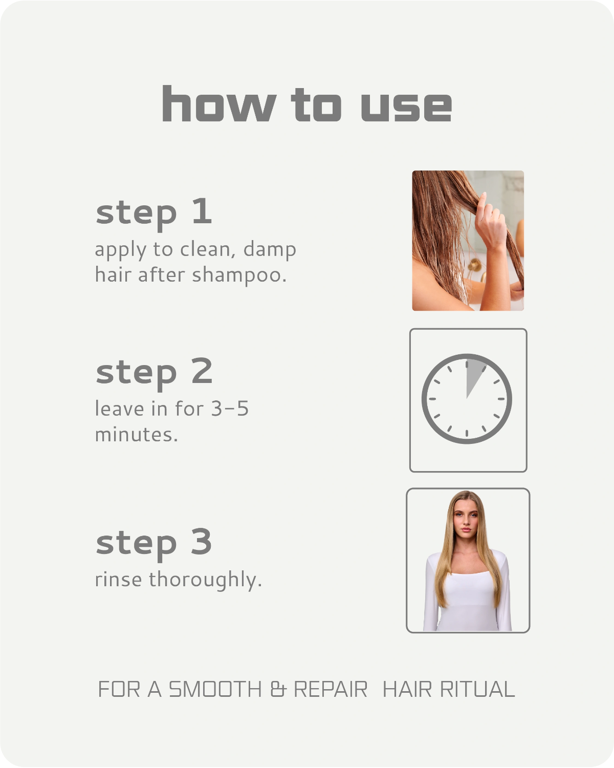 Instructions on how to use keraxir conditioner with step-by-step guide and images.