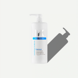 Keratin hair care product bottle with pump on a white background