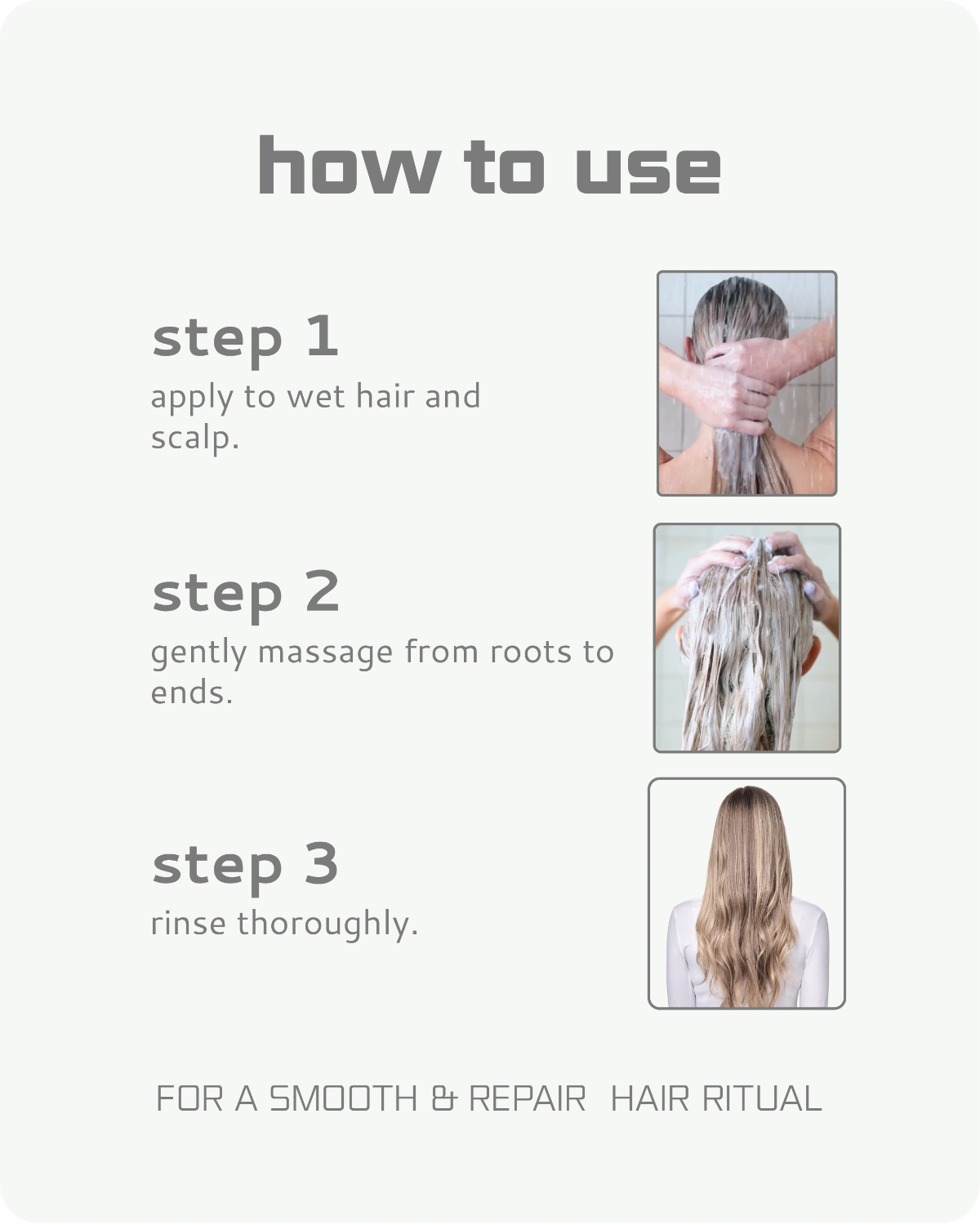 Instructions on how to use a keraxir shampoo with step-by-step guidance and images.