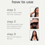 Instructions on how to use a hair product with step-by-step text and images.