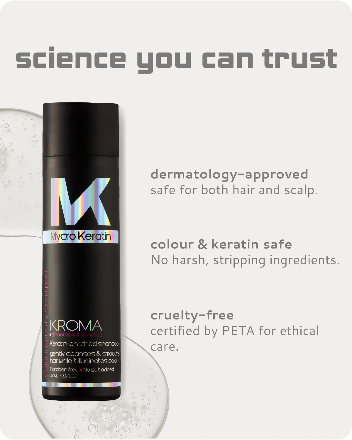 kroma bottle and the list of mycro keratin science you can trust