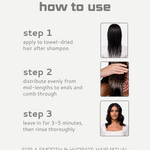 Instructions on how to use a hair product with step-by-step guidance and images of hair application.