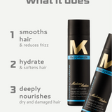 Two bottles of Madame conditioner with text highlighting their benefits on a white background.