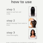 Instructions on how to use Madame smooth and hydrate shampoo with step-by-step illustrations.