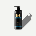 Madame conditioner bottle with pump and 'MK' logo on a white background
