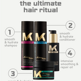 MK Madame hair care product lineup with labels on a white background