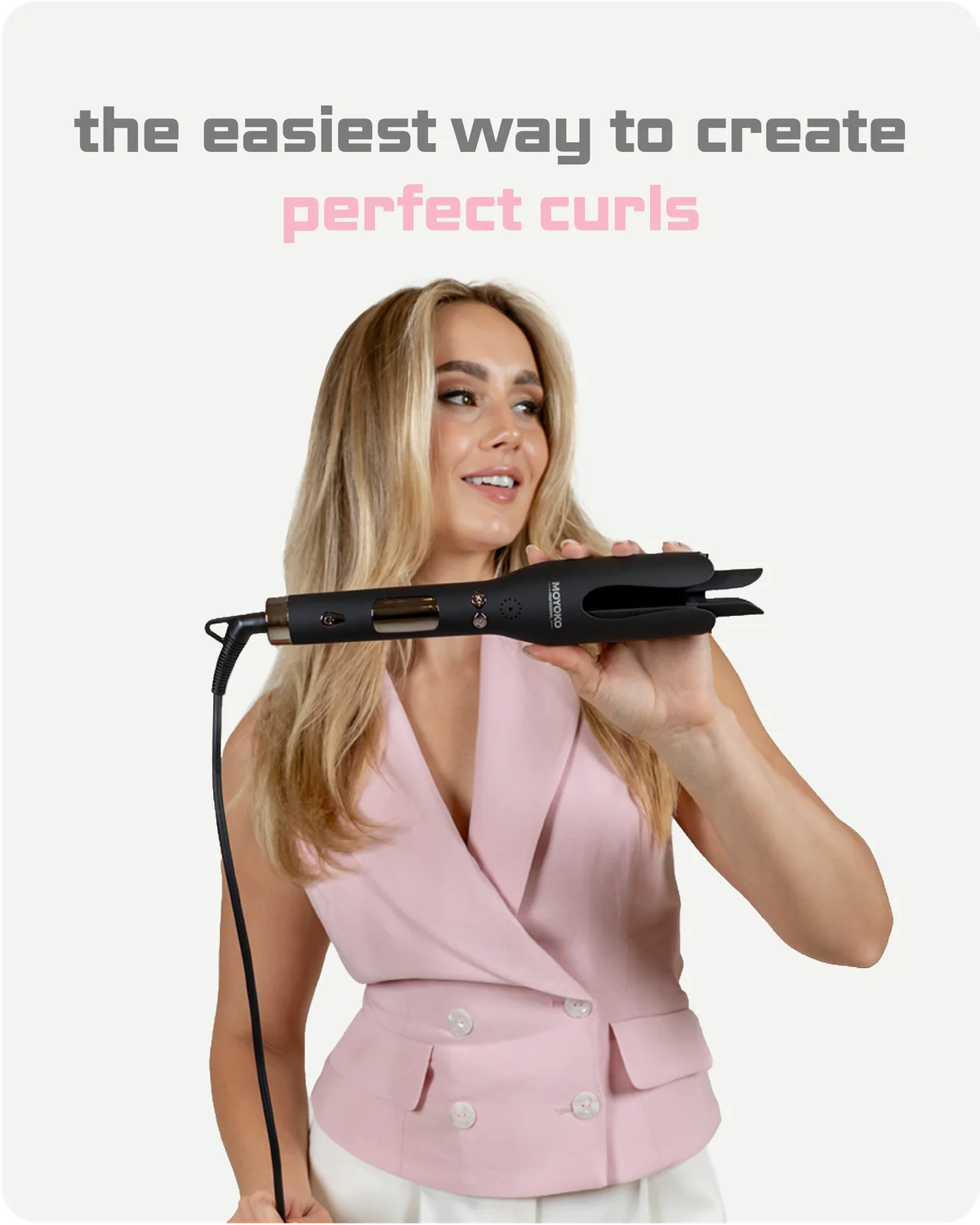  Moyoko Auto Curl Master is an intelligent tool effortlessly wraps and curls hair at the touch of a button. 