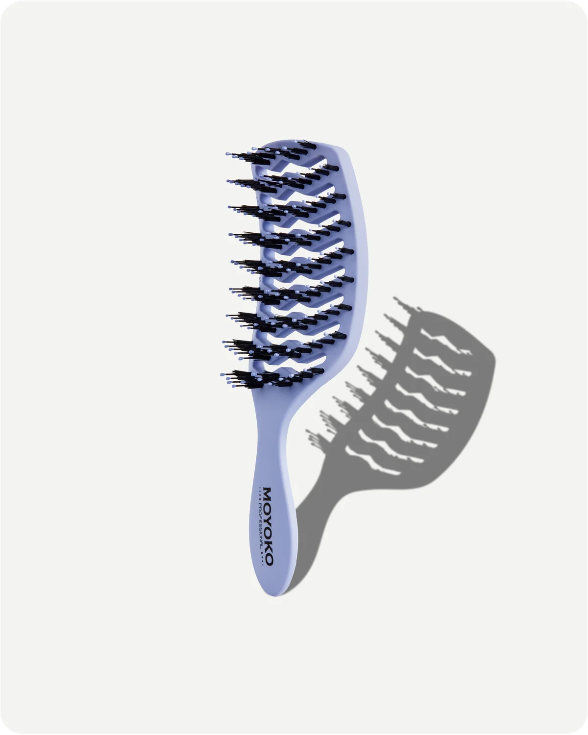 Blue hairbrush with bristle design on a white background
