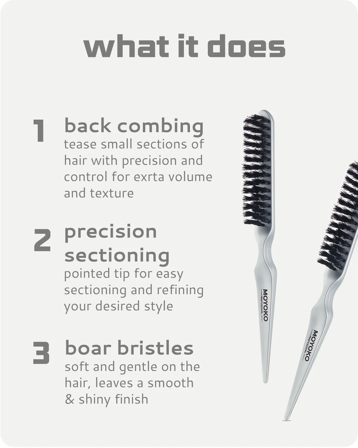 Two Sleek Brushes on a white background, accompanied by text describing their features.