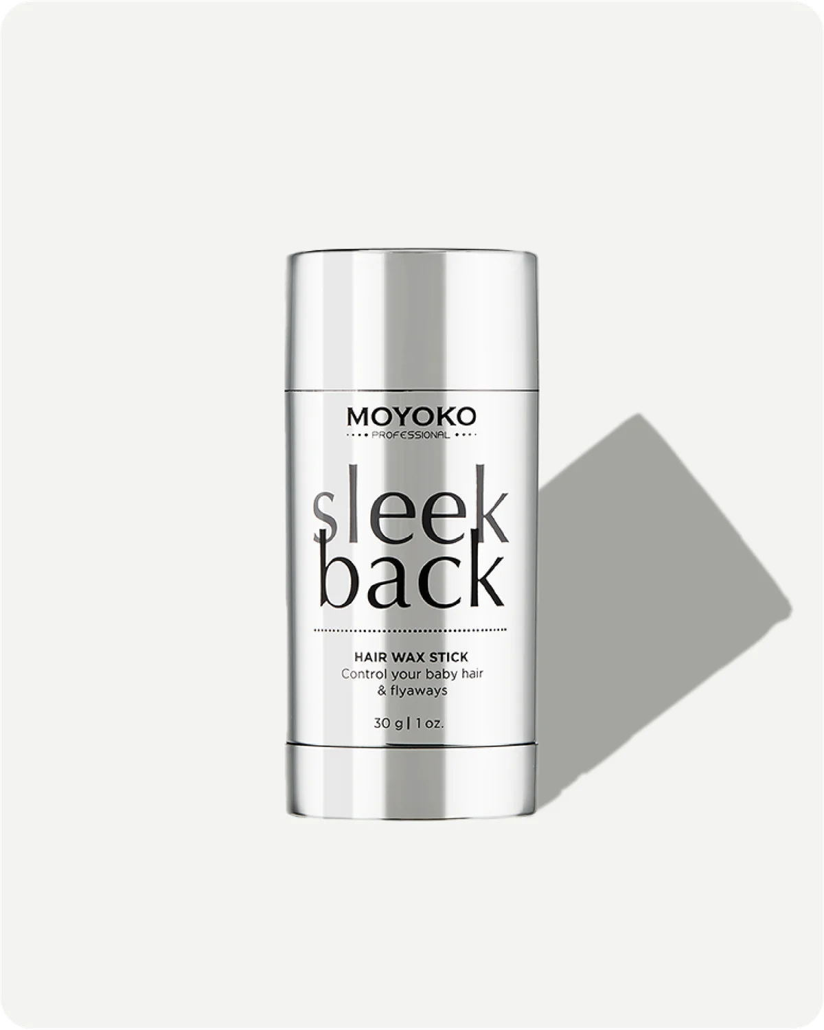 Moyoko sleek back hair wax stick on a white background