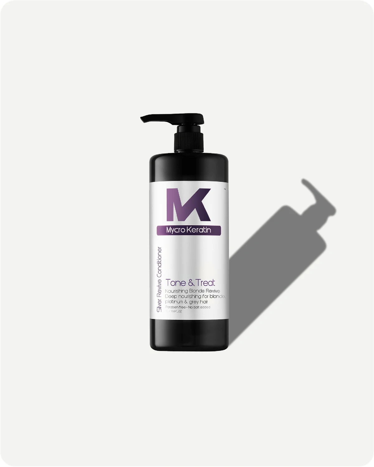 Mycro Keratin Tone and Treat conditioner bottle with pump on a white background