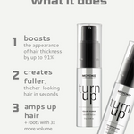Moyoko 'turn up' volume powder packaging with text highlighting product benefits on a white background